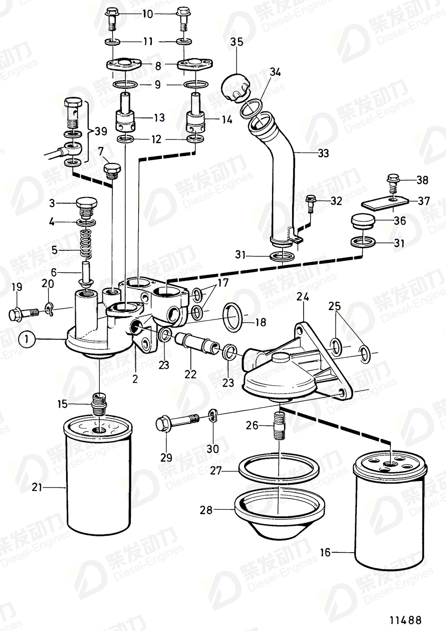 volvo penta Oil filter housing 471600 Drawing volvo penta Oil filter housing 471600 Drawing